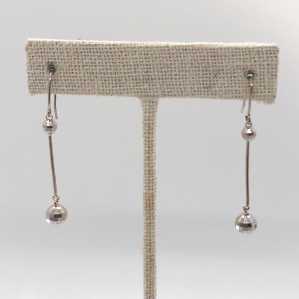 14k white gold disco ball earring and necklace set - Picture 3 of 7